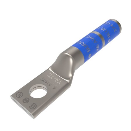 Burndy Copper Compression Lug, 1 Hole w/o Inspection Window, 6 AWG, #10 Stud, YA6CTC10